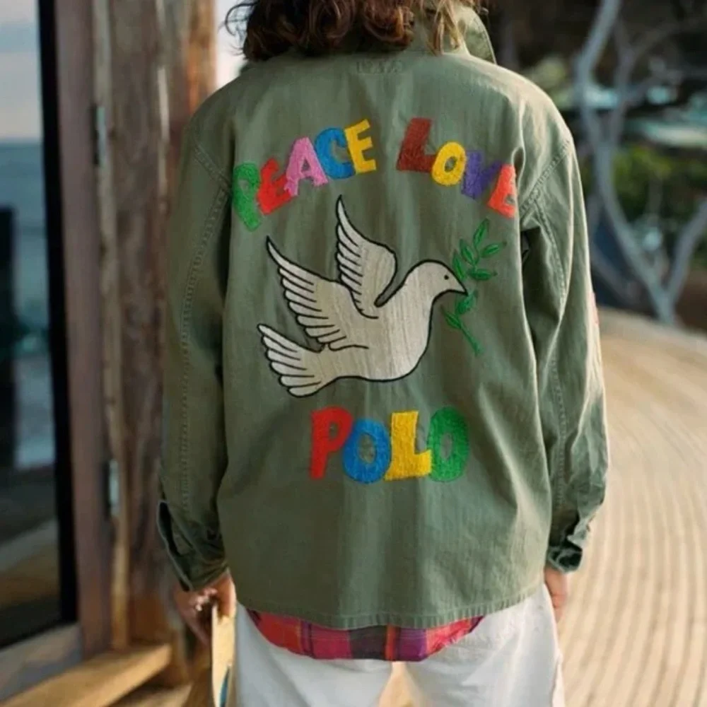 Polo Ralph Lauren Peace, Love, Polo Military Button Down Shirt Jacket - Picture 1 of 8